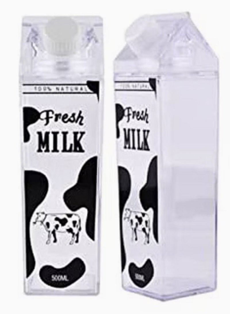 Custom Cartoon Milk Box Ins Hot Sale Fashion Hot Sale Cute Cow Clear Square Drinking Cupe Milk Water Bottle White - Image 1