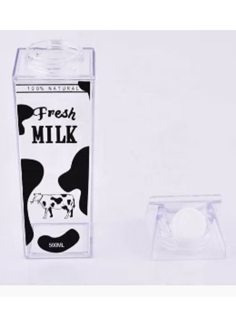 Custom Cartoon Milk Box Ins Hot Sale Fashion Hot Sale Cute Cow Clear Square Drinking Cupe Milk Water Bottle White - Image 2