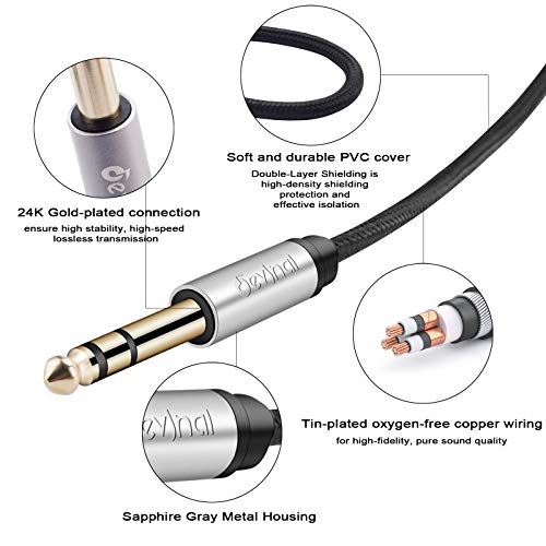 Devinal 1/4 inch to 3.5mm Female Headphone Extension Cable, 6.35mm to 3.5mm (1/8" inch) Female TRS Adapter, Quarter inch to Mini Jack Stereo Cord Converter Connector 1 feet/ 0.3M - 2 Pack - Image 2