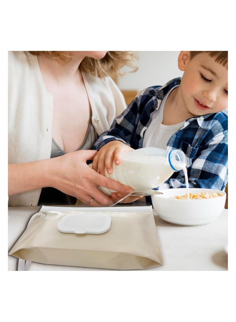 Wipe Dispenser,2-Pack Portable Refillable Wipe Container,Reusable Travel Baby Wipes Dispenser, Waterproof and Dustproof(Sage Green & Cream) - Image 1