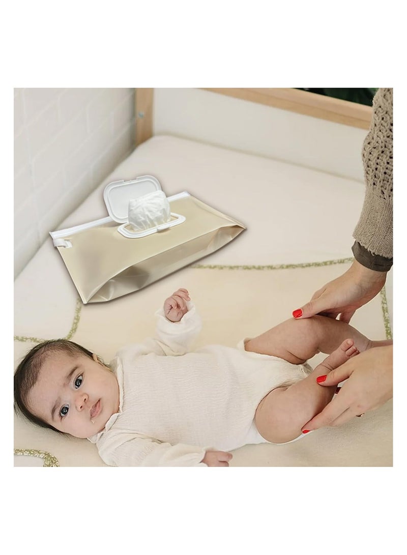 Wipe Dispenser,2-Pack Portable Refillable Wipe Container,Reusable Travel Baby Wipes Dispenser, Waterproof and Dustproof(Sage Green & Cream) - Image 3