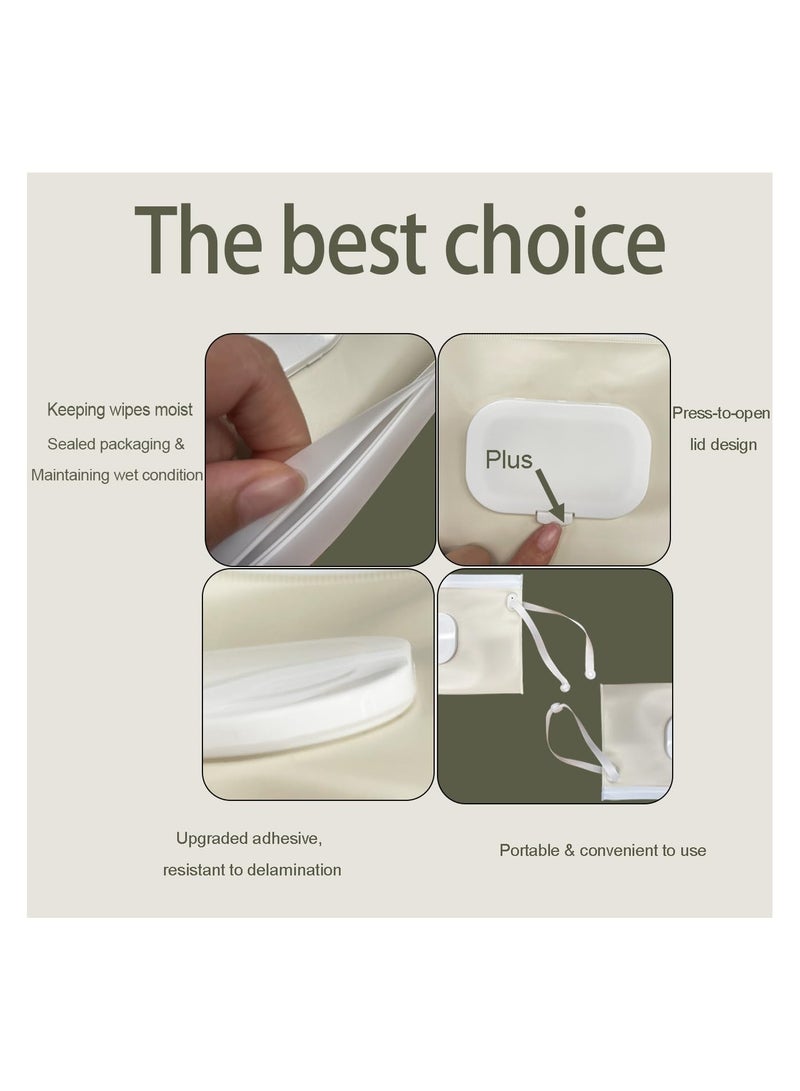 Wipe Dispenser,2-Pack Portable Refillable Wipe Container,Reusable Travel Baby Wipes Dispenser, Waterproof and Dustproof(Sage Green & Cream) - Image 4