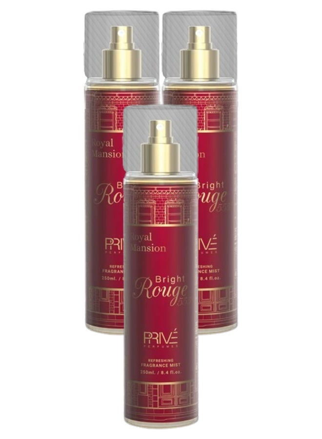 PRIVE 3 Pieces Bright Rouge 555 Fragrance Mist 250ML - Image 1