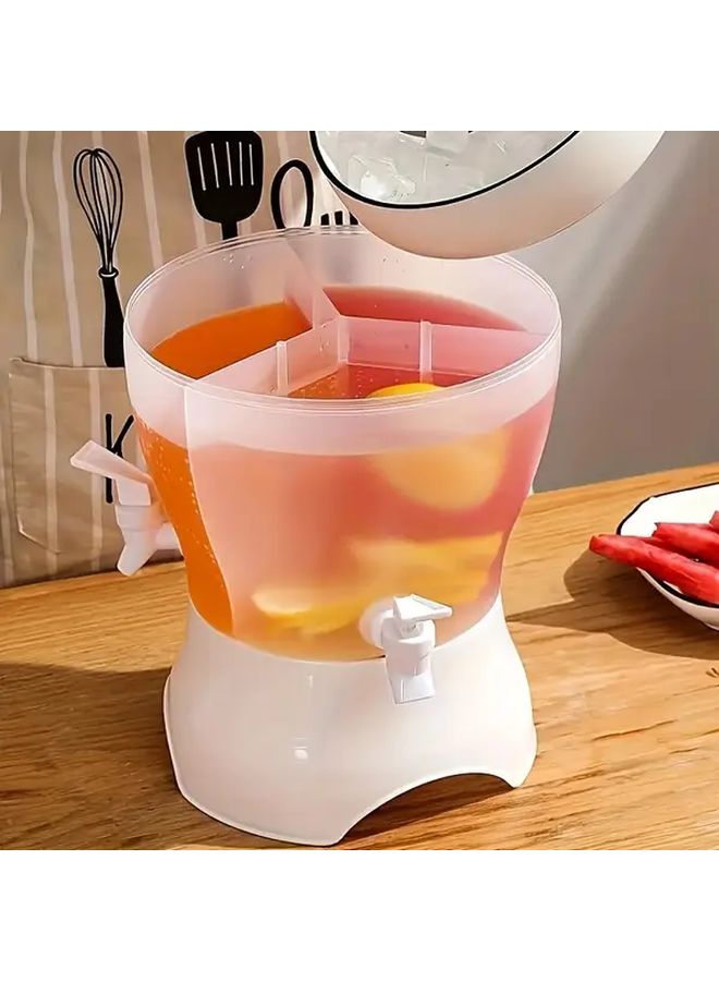 1 Unit 5 Liter 169 Oz White Rotating Beverage Dispenser With Faucet 3 Compartment Storage 360 Degree Rotatable Refrigerator Friendly For Iced Tea And Juice Perfect For Parties And Home Kitchens - Image 2
