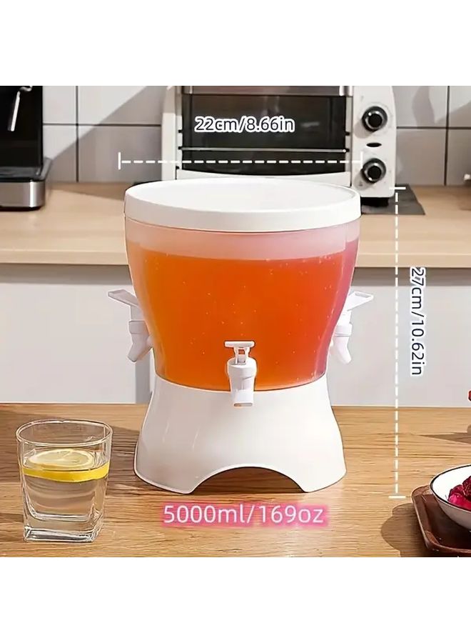 1 Unit 5 Liter 169 Oz White Rotating Beverage Dispenser With Faucet 3 Compartment Storage 360 Degree Rotatable Refrigerator Friendly For Iced Tea And Juice Perfect For Parties And Home Kitchens - Image 3