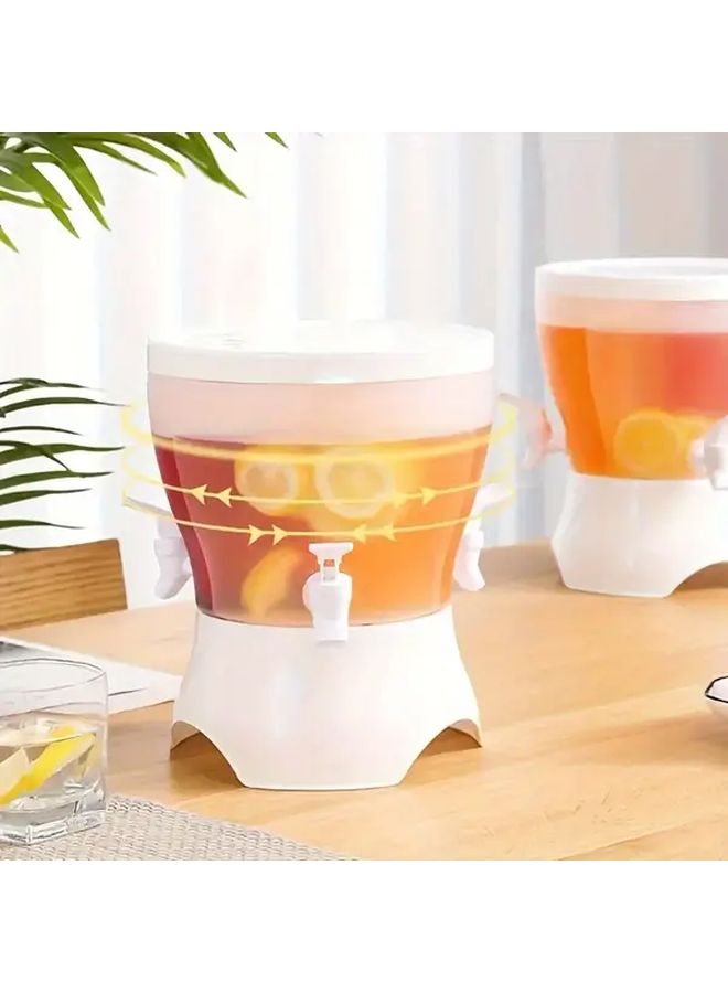 1 Unit 5 Liter 169 Oz White Rotating Beverage Dispenser With Faucet 3 Compartment Storage 360 Degree Rotatable Refrigerator Friendly For Iced Tea And Juice Perfect For Parties And Home Kitchens - Image 4