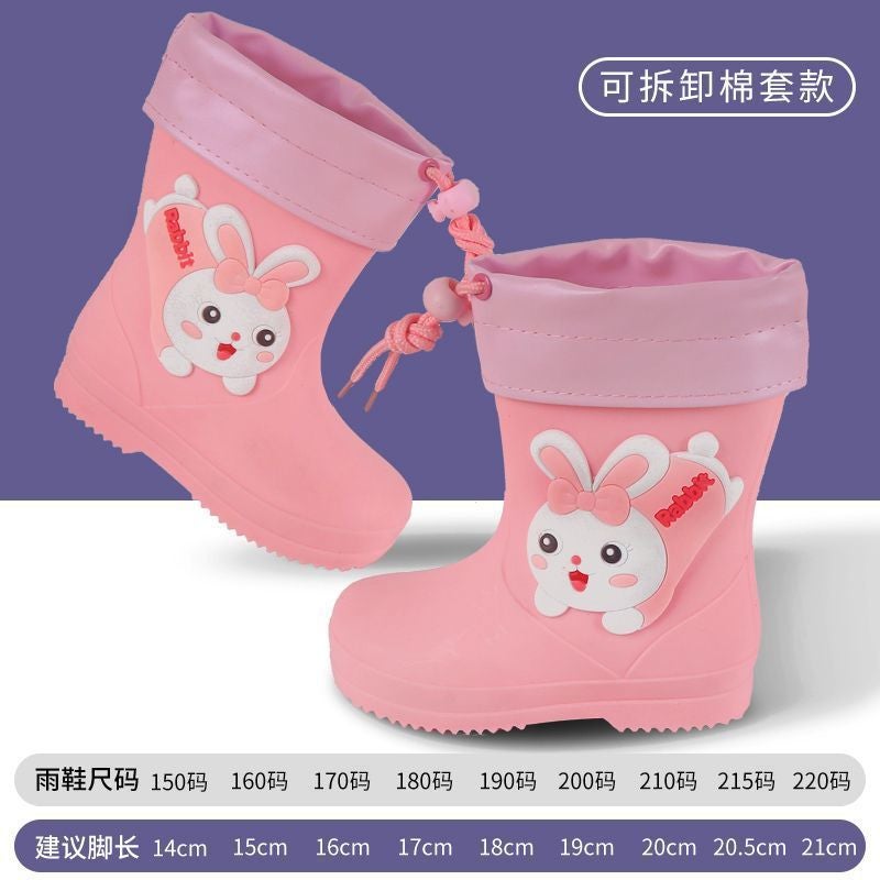Children'S Rain Boots Cartoon Boys And Girls Kindergarten Baby Waterproof Shoes Rubber Shoes Drawstring Non-Slip Rain Boots Overshoes - Image 1