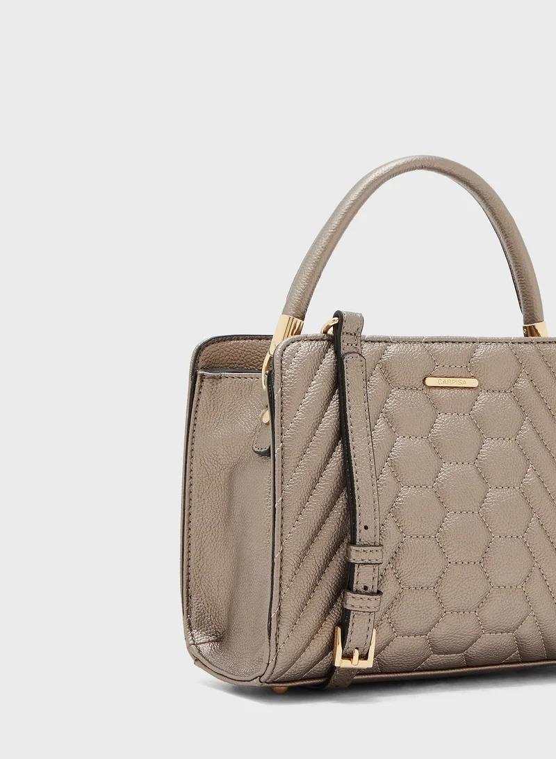 CARPISA Quilted Round Handle Tote