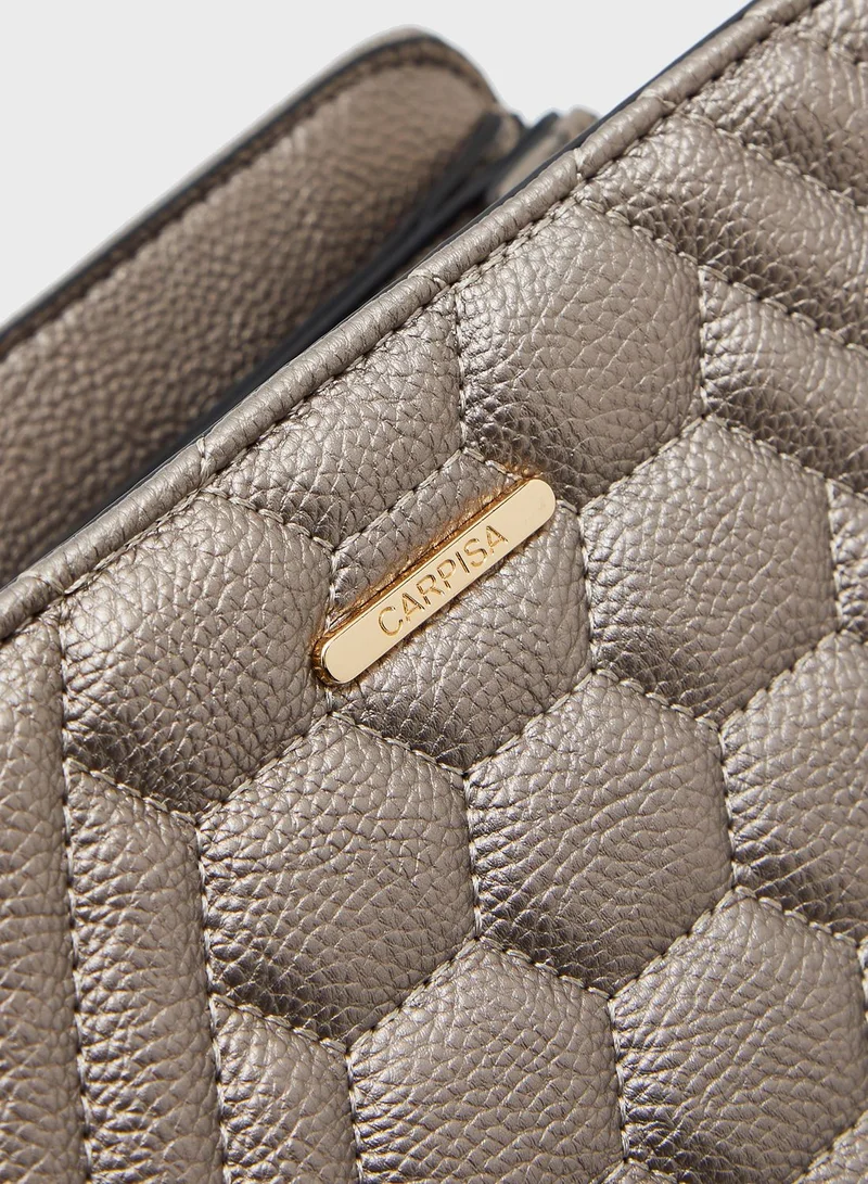 CARPISA Quilted Round Handle Tote