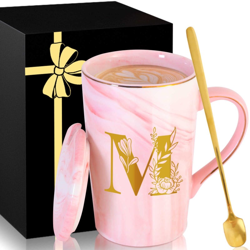 MNZZ Personalized Ceramic Coffee Mug with Lid Tea Cup Women Wife Gifts Ideal from Husband Happy Birthday Wedding Romantic Best Cool Personalized Unique Special Custom Christmas Xmas Valentines Present,M - Image 1