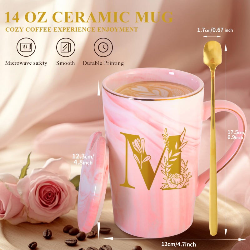 MNZZ Personalized Ceramic Coffee Mug with Lid Tea Cup Women Wife Gifts Ideal from Husband Happy Birthday Wedding Romantic Best Cool Personalized Unique Special Custom Christmas Xmas Valentines Present,M - Image 4