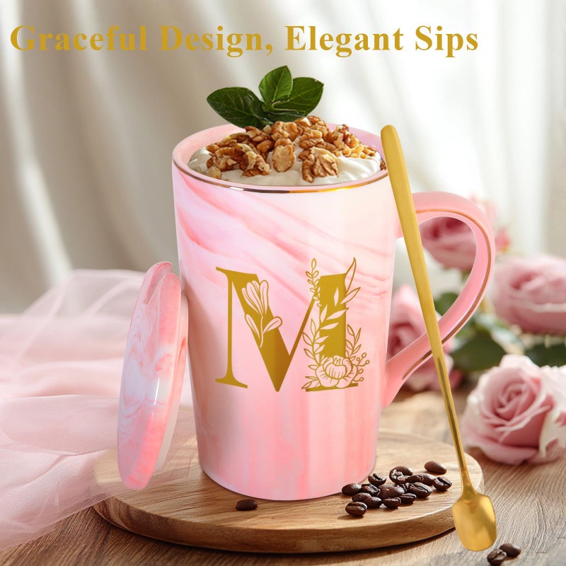 MNZZ Personalized Ceramic Coffee Mug with Lid Tea Cup Women Wife Gifts Ideal from Husband Happy Birthday Wedding Romantic Best Cool Personalized Unique Special Custom Christmas Xmas Valentines Present,M - Image 3