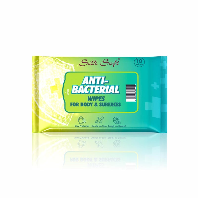 Silk Soft Antibacterial Wet Wipes – 40 Wipes (10 x 4 Travel Packs) | Kills 99% Germs, Alcohol-Free & Skin-Friendly | For Hands, Face, Surfaces & Travel Hygiene - Image 2