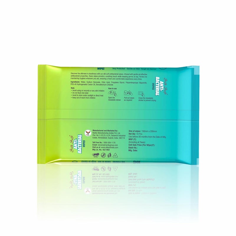 Silk Soft Antibacterial Wet Wipes – 40 Wipes (10 x 4 Travel Packs) | Kills 99% Germs, Alcohol-Free & Skin-Friendly | For Hands, Face, Surfaces & Travel Hygiene - Image 3