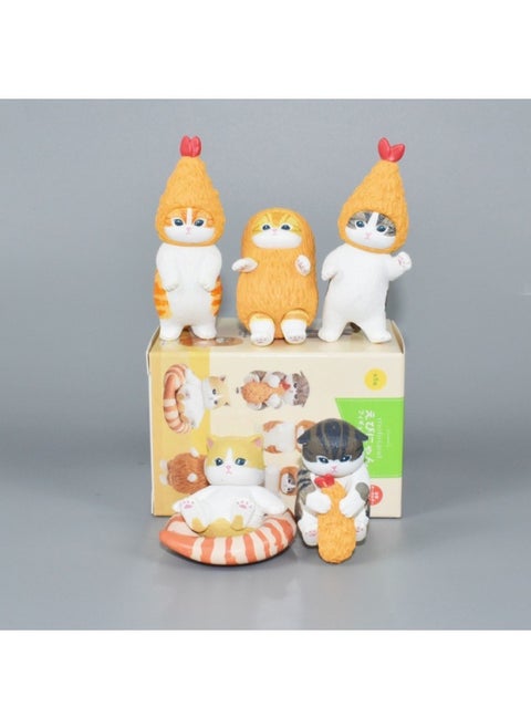 Tide Play Blind Box Tempura Fried Shrimp Cat Fusandi Cat Hanging Gashapon Doll Grab Machine Box Egg-Color:5 Types Of Tianpu Luo Fried Shrimp Cat Blind Boxes