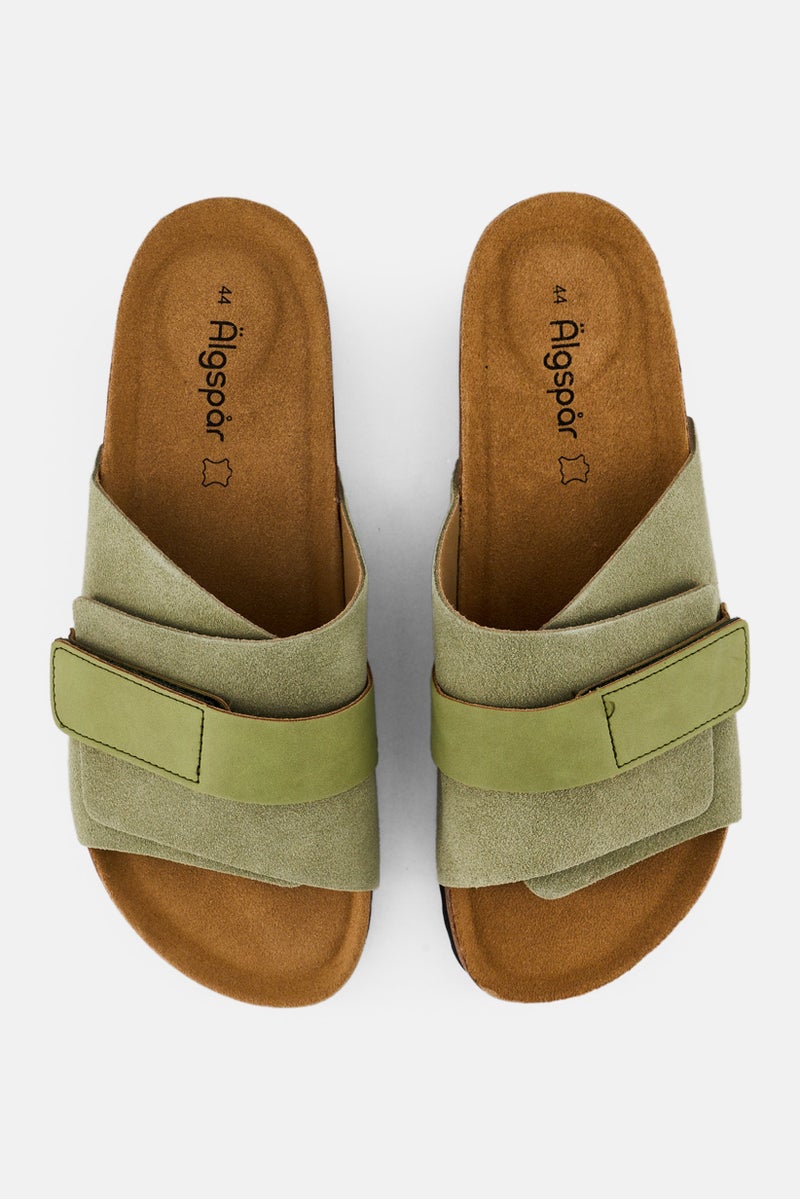 Algspar Men Velcro Closure Cork Sandals, Faded Olive - Image 3