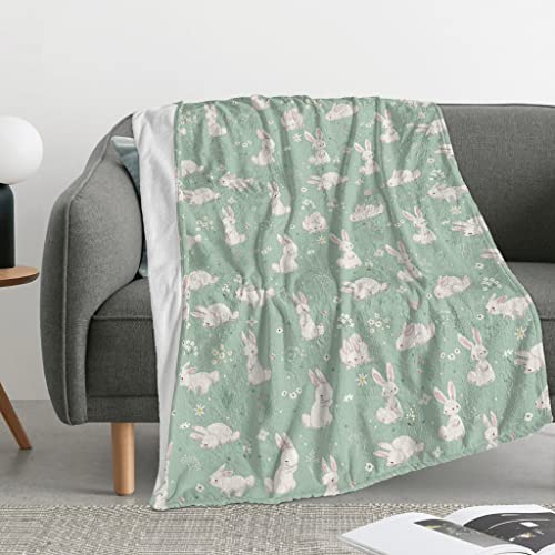 Jagfhhs Soft Luxury Easter Blanket Cute Bunny Spring Flower Warm Throw Blanket for Couch,Lightweight Plush Fuzzy Cozy Easter Blanket Throw,Seasonal Spring Holiday Blankets for Couch Bed Living Room 50"x40" - Image 4