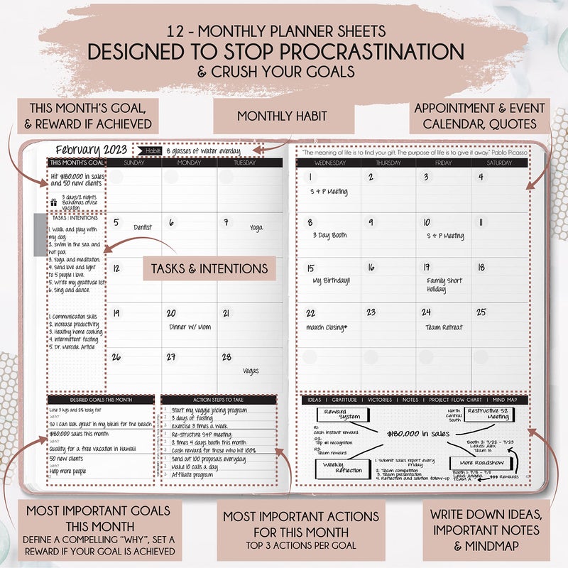 Freedom Mastery Life and Goal Planner - Undated Daily, Weekly & Monthly Planner for Passion, Organizer, Increase Productivity, Purpose, Success & Happiness, Journal, Agenda, To Do List, Business Planner, Notes, - Image 4