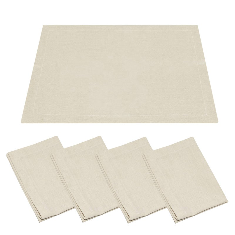 GuildreyTex GuildreyTex Table Placemats Machine Washable NonWrinkle Linen Texture Farmhouse Modern Dining Table Mats Set of 4 Beige 