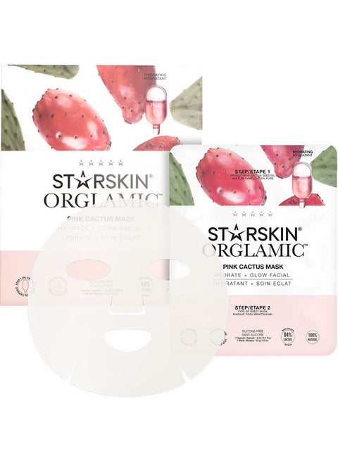 Pink Cactus Mask Antiaging Oil Sheet Facial Mask Natural Nonwater Based Formula Packed With Cactus Extracts Infused With Hyaluronic Acid Vegan 1 Capsule And 1 Mask