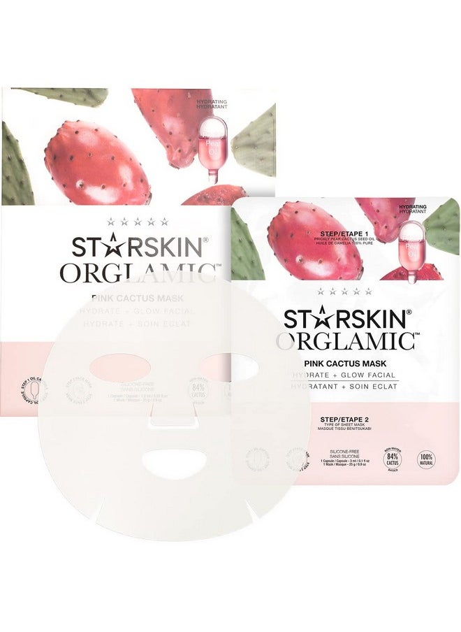 STARSKIN Pink Cactus Mask Antiaging Oil Sheet Facial Mask Natural Nonwater Based Formula Packed With Cactus Extracts Infused With Hyaluronic Acid Vegan 1 Capsule And 1 Mask  - Image 1