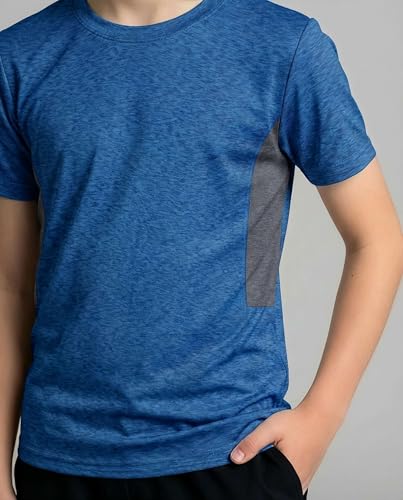 REALESSENTIALS Real Essentials 5 Pack: Boy's Dry Fit Short Sleeve T-Shirt - Athletic Baseball Soccer Tee Tops for Kids Youth & Teens-Set 5,Large (12-14) - Image 2