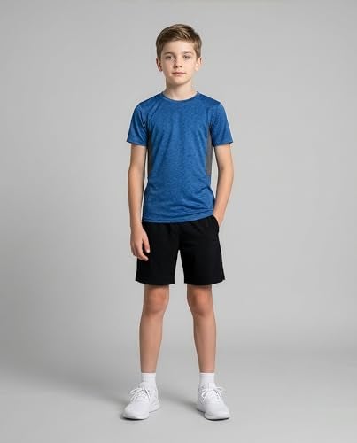 REALESSENTIALS Real Essentials 5 Pack: Boy's Dry Fit Short Sleeve T-Shirt - Athletic Baseball Soccer Tee Tops for Kids Youth & Teens-Set 5,Large (12-14) - Image 3