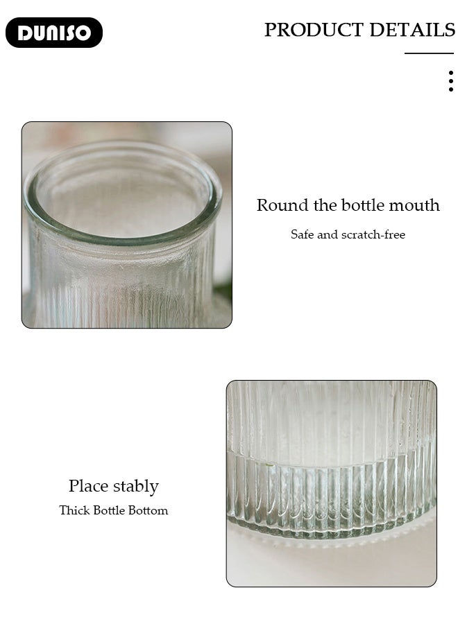 DUNISO مزهرية زجاجية منقوشة مزهرية زجاجية شفافة مزهرية شفافة للزهور مزهرية باقة عصرية لتزيين المنزل مكتب هدية زفاف طاولة طعام حفلة - Image 3