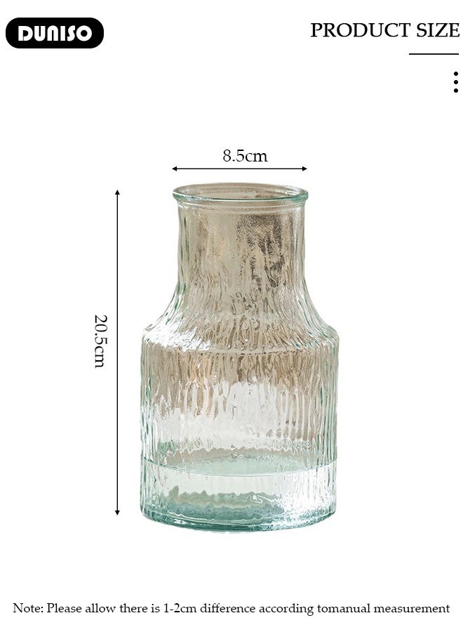 DUNISO مزهرية زجاجية منقوشة مزهرية زجاجية شفافة مزهرية شفافة للزهور مزهرية باقة عصرية لتزيين المنزل مكتب هدية زفاف طاولة طعام حفلة - Image 2