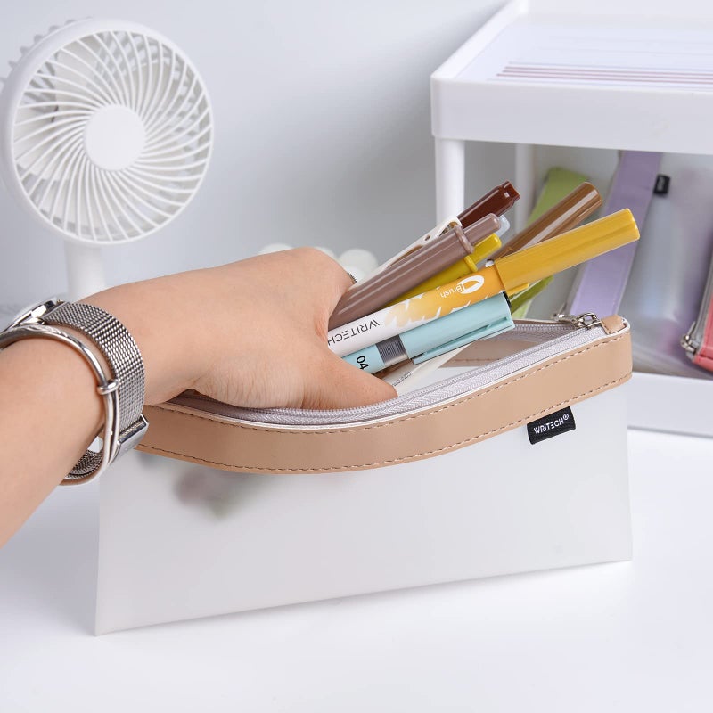 WRITECH أقلام جل للتدوين WRITECH مع علامات تمييز: قلم حبر جل قابل للسحب بقطر 0.5 مم ونقاط دقيقة بألوان متنوعة، قلم تمييز متعدد الألوان، قلم فرشاة مزدوج الطرف، عبوة 9 قطع (ألوان طبيعية)  - Image 3