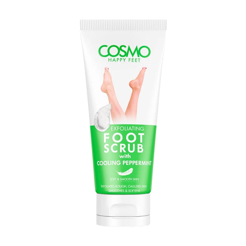 COSMO Happy Feet Exfoliating Foot Scrub 150ml | With Cooling Peppermint, Soft and Smooth Skin, Removes dry skin and calluses, Foot Repair, Moisturizes & Soothes - Image 1