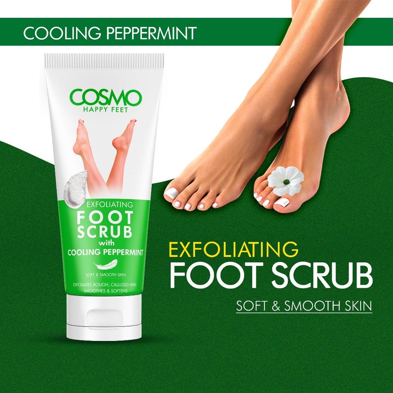 COSMO Happy Feet Exfoliating Foot Scrub 150ml | With Cooling Peppermint, Soft and Smooth Skin, Removes dry skin and calluses, Foot Repair, Moisturizes & Soothes - Image 2