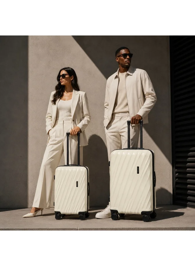 WAF Luggage Set 20 24 28 Inch WAF WAVE 3 Piece  ABS & Polycarbonate Hard Shell Suitcase with TSA Lock and 360 Spinner Wheels Silver