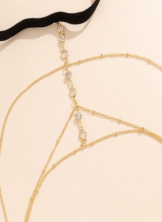 Aaishwarya Elegant Thigh Chain for Women and Girls | Stylish Rhinestones Body Jewelry | Leg Chains | Body Chain for Parties & Events (Gold) - Image 4