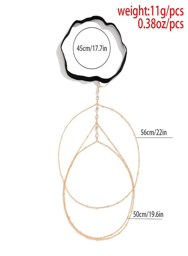 Aaishwarya Elegant Thigh Chain for Women and Girls | Stylish Rhinestones Body Jewelry | Leg Chains | Body Chain for Parties & Events (Gold) - Image 3