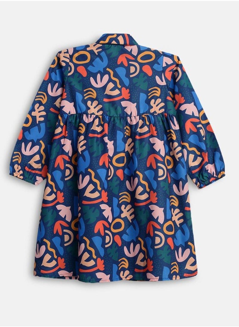 Regular Fit Printed Navy And Multicolour Cotton Dresses For Girls Round Neck Flat Collar Pull On 100 % Cotton - pzsku/Z22DD966FADEB7EC28DFEZ/45/_/1740301379/9cf7d8af-5cad-455e-977b-f2a1d70ab5a5