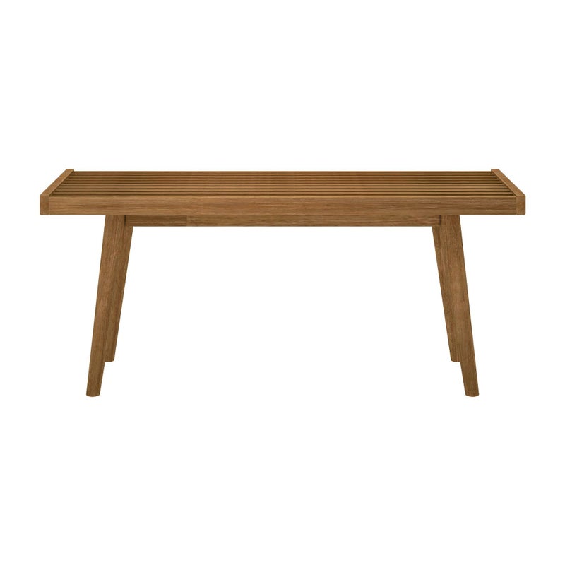 Plank+Beam Entryway Bench, Wooden End of Bed Bench for Bedroom, Mid-Century Modern Square Bench for Hallway, Living Room, Indoor, Porch, 41.25", Pecan - Image 4
