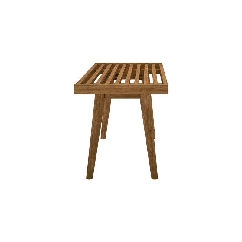 Plank+Beam Entryway Bench, Wooden End of Bed Bench for Bedroom, Mid-Century Modern Square Bench for Hallway, Living Room, Indoor, Porch, 41.25", Pecan - Image 5