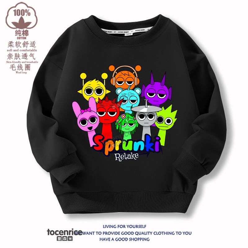Children'S Sweater Sprunki Rhythm Box Peripheral Clothes Round Neck Cotton And Velvet Top Children'S Clothing - Image 1