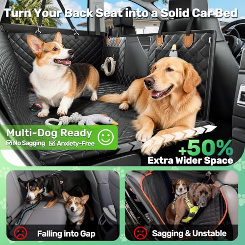 Zanch HeavyDuty Dog Car Seat Cover Flat Solid Back Seat Extender for Multi Large Dogs Hard Bottom Supports 450 lb Waterproof Scratchproof Hammock Protector Standard for Cars SUV Trucks Matte - Image 3