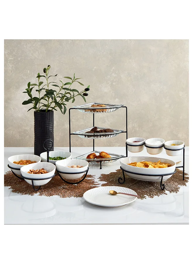 Home Box Vintage 4-Piece Glass Serving Tray Set 20.5x28.6x20.5 cm