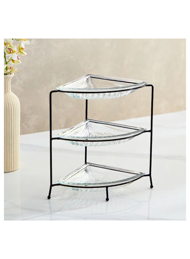 Home Box Vintage 4-Piece Glass Serving Tray Set 20.5x28.6x20.5 cm