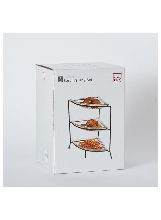 Home Box Vintage 4-Piece Glass Serving Tray Set 20.5x28.6x20.5 cm  - Image 5