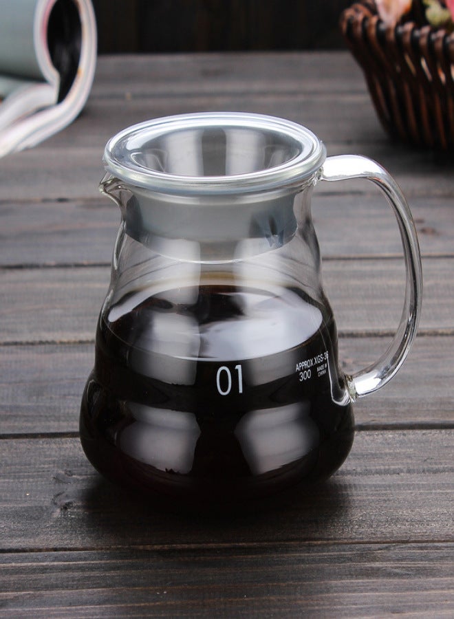 Heat-resistant thickened glass cloud coffee pot V60 coffee filter cup hand-made pot with lid can be customized logo 01 Clouds 360ml - Image 1