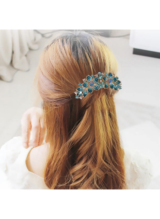 Sankuwen Sankuwen Women Rhinestone Inlaid Flower Hair Comb Hairpin Barrette Accessory,Also Perfect Mother's Day Gifts for Mom (Blue)  - Image 5