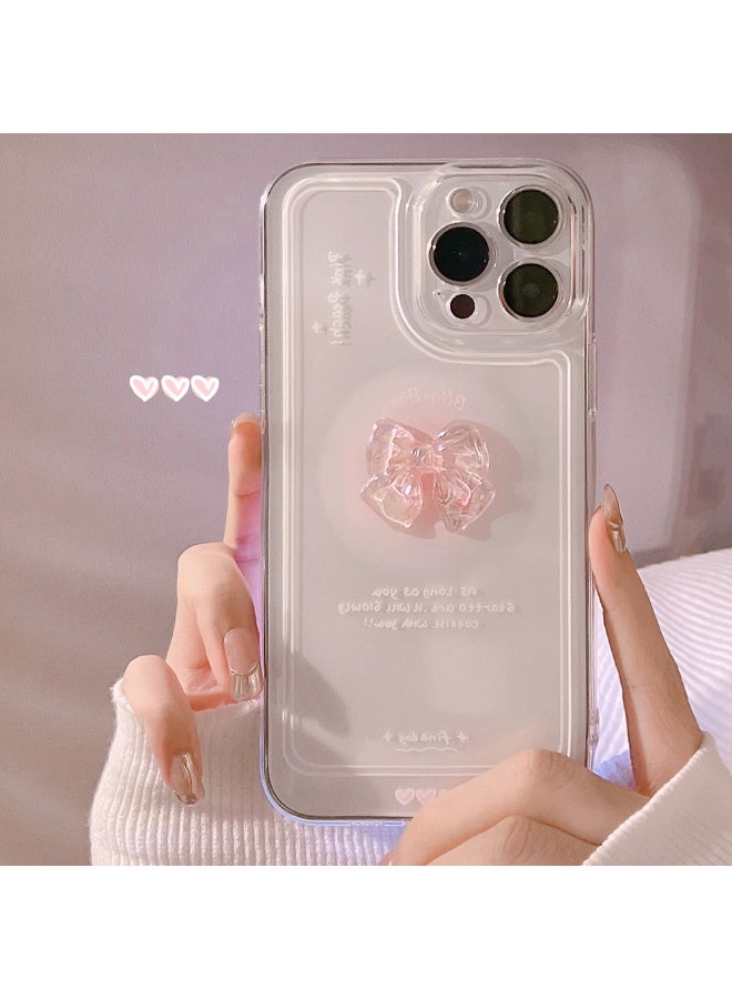 NIBEMINENT Bowknot Protective TPU Case Cover For iPhone 16, Clear - Image 1