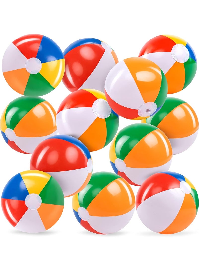 M.A&F's Rainbow Beach Balls(12 Pack), 12'' Inflatable Swimming Pool Toys for Summer Water Games Kids Birthday Party Supplies Combo Set Include Inflatable Beach Balls - Image 1