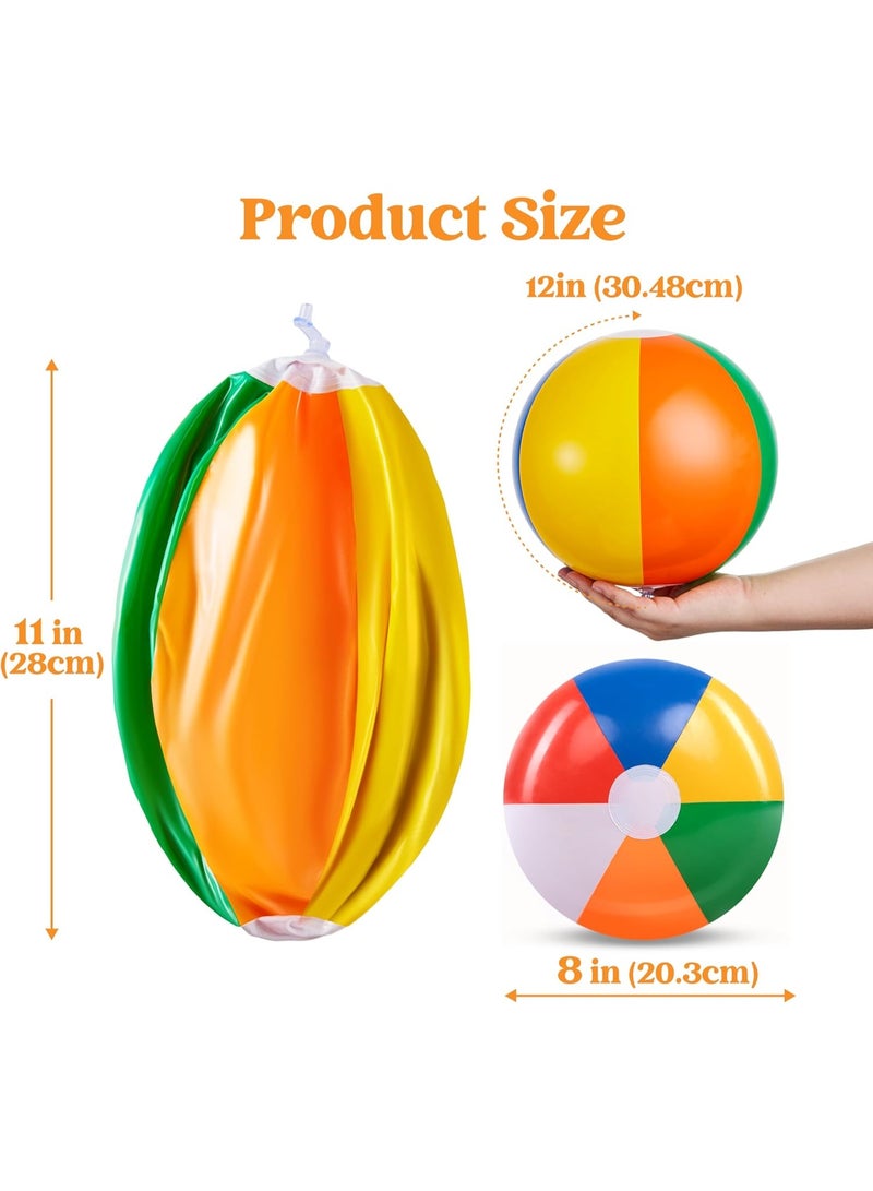 M.A&F's Rainbow Beach Balls(12 Pack), 12'' Inflatable Swimming Pool Toys for Summer Water Games Kids Birthday Party Supplies Combo Set Include Inflatable Beach Balls - Image 2