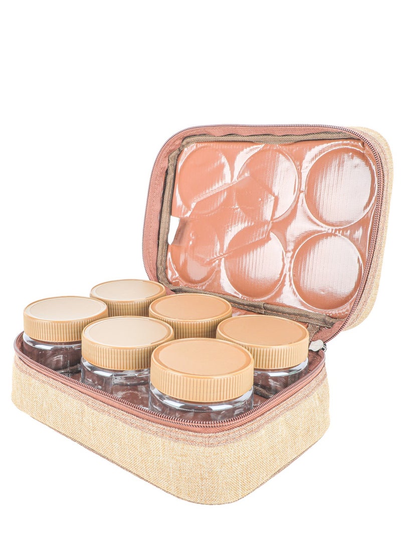 ALGHAFA Spice Box Bag, 6 pieces, 300 ml, wooden color, 6 pieces, from Al Ghafa  - Image 1
