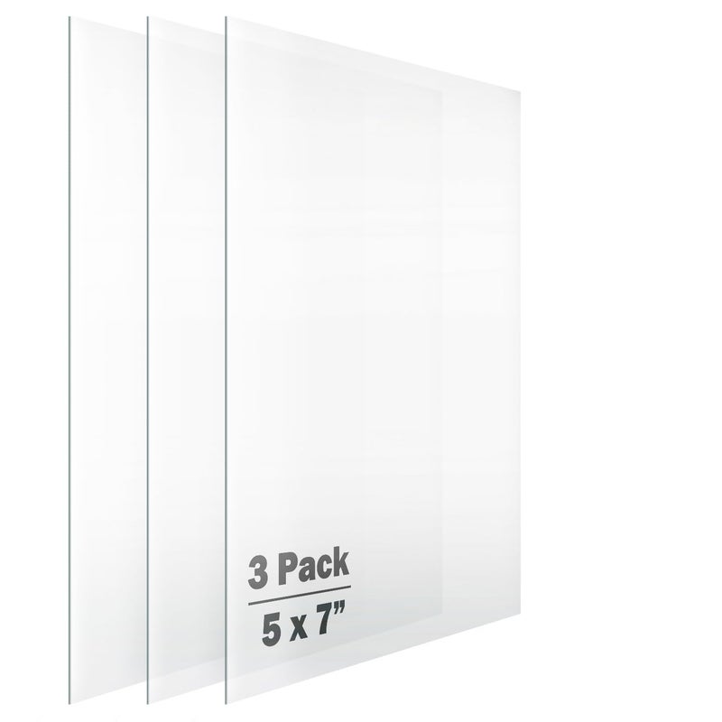 Langdon House Langdon House Picture Frame Glass Replacements Crystal Clear 5x7 3 Pack High Definition Glass Sheet 